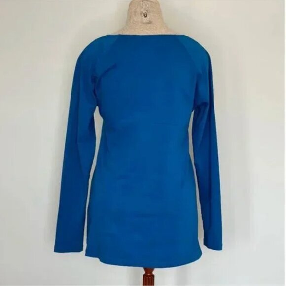 Sundance Alessandra Blue Long Sleeve Ruched Top Size Large - Picture 3 of 6